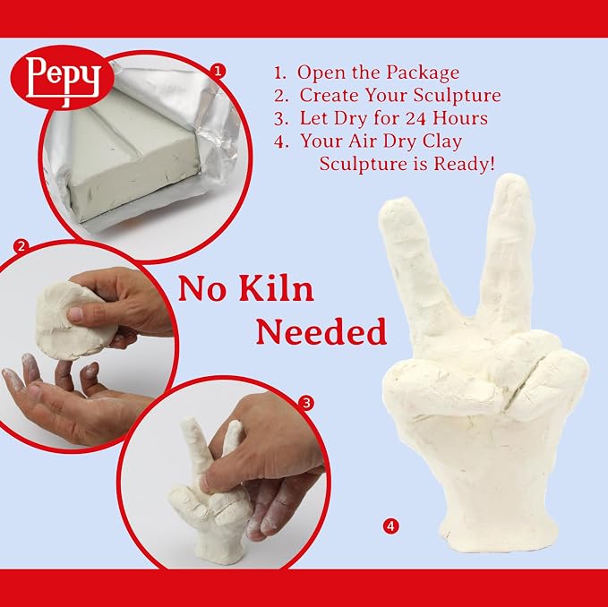 Pepy Premium European Air Dry Modeling Clay White 2.2 lb Bar - Image 3