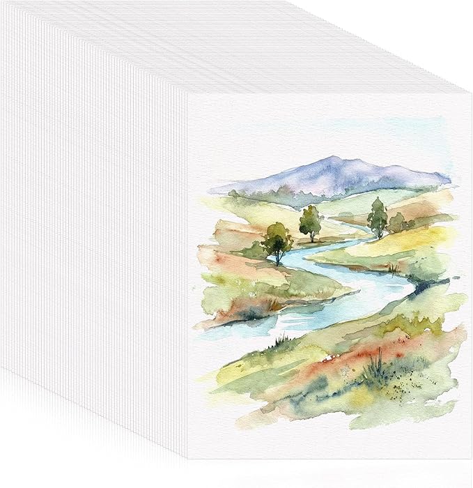120 Sheets Large Watercolor Paper Bulk, 140 lb/300 GSM Cold Press Paper White by Prudiut