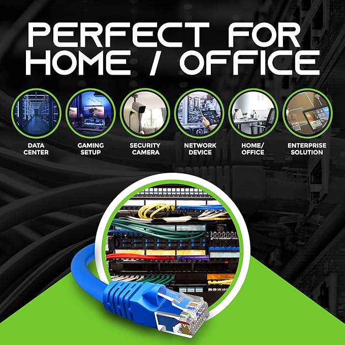 GearIT 100-Pack, Cat5e Ethernet Patch Cable 3 Feet - Snagless RJ45 Computer LAN Network Cord, Blue - Compatible with 48 Port Switch POE Rackmount 48port Gigabit