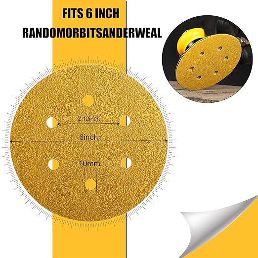6 Inch Sanding Discs Hook and Loop, 400 Grit Sandpaper for Orbital Sander, Professional for Automotive and Woodworking, 100 Pack