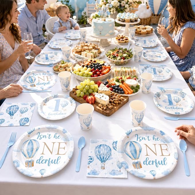 168Pcs Hot Air Balloon 1st Birthday Party Decorations, Serves 24 | Isn't He - Image 6