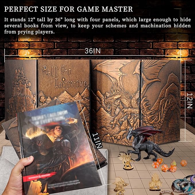 CZYY Faux Leather Dungeon Master Screen, 4-Panel DM Screen - Image 5