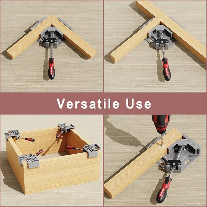 WETOLS Corner Clamp for Woodworking 2PCS 90 Degree Right Angle Clamp with Adjustable Aluminum Alloy Swing Jaw, Single Handle Clamps for Woodworking, Photo Framing, Gifts for Men Dad
