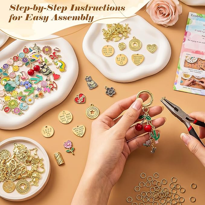 Ecoofor 613 PCS Charms Lip Gloss Keychain Making Kit, Bag Charm Kit - Image 3