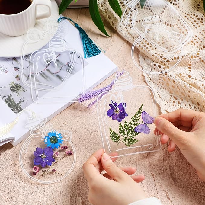 TaoBary 91 Pcs DIY Handmade Transparent Dried Flower Bookmark Set Include - Image 6