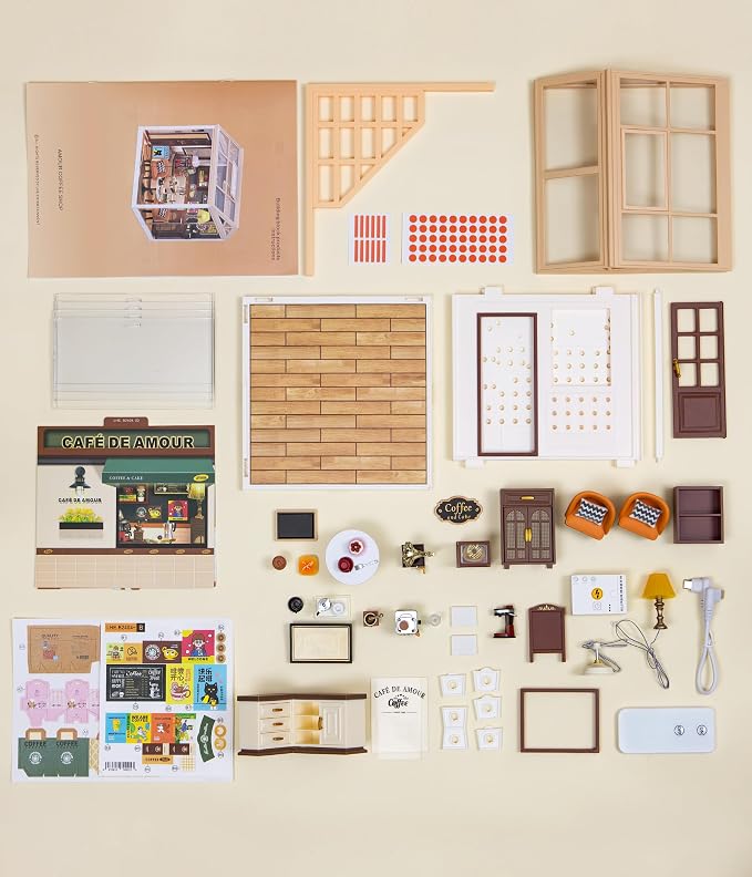 Vintage Coffee Shop Miniature House Kit – DIY Cafe Dollhouse - Image 7