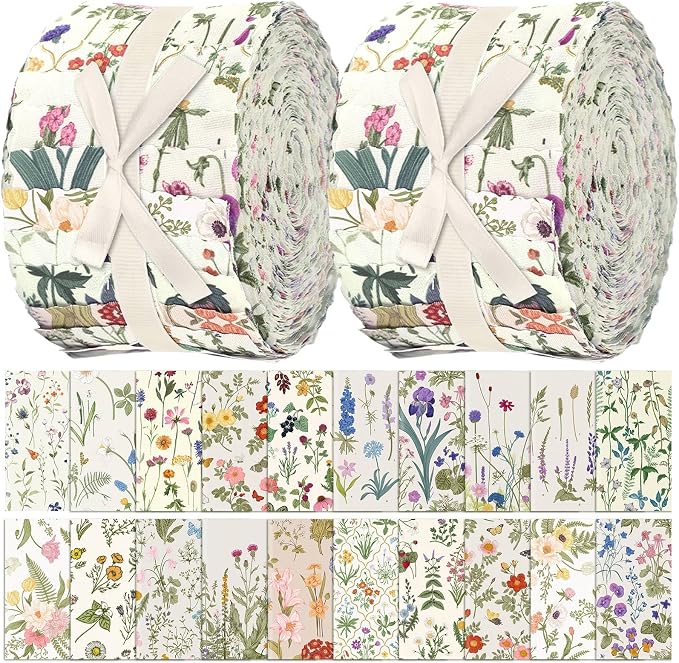 Hosuly 40 Pcs Wildflower Fabric Roll Spring Vintage Flower Fabric Quilting by Hosuly