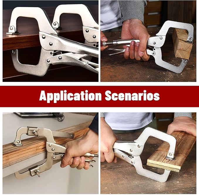 findmall 11 Inch Locking C-Clamp 5Pack Locking Pliers Adjustable Welding Clamps Vise W/Regular Tip and Swivel Pad for Shop Home Farm and Automotive