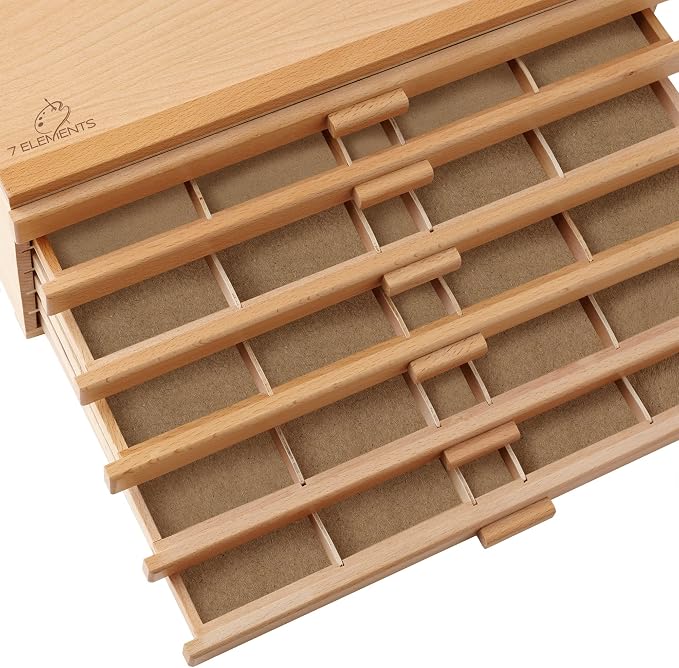 7 Elements 6 Drawer Wooden Artist Storage Supply Box - Image 7