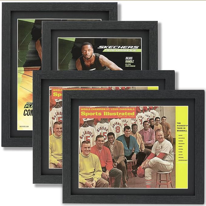 JupDec Sports Magazine Frame 4 Pack, Premium Wood Display Case by JupDec