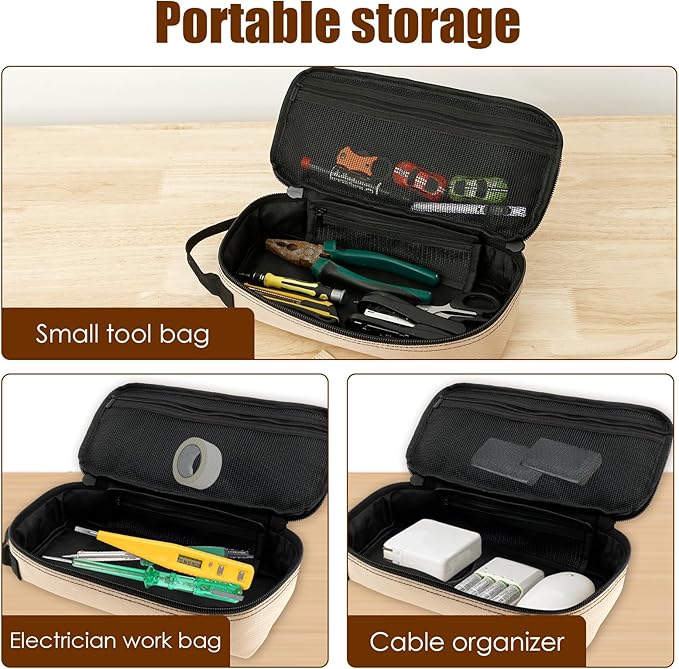 Small Tool Bag with Zipper Handle Heavy Duty Tool Pouch Portable Utility Organizer Case For Multiple Purpose-Tool Organizers and Storage, Small Metal Tools Bags