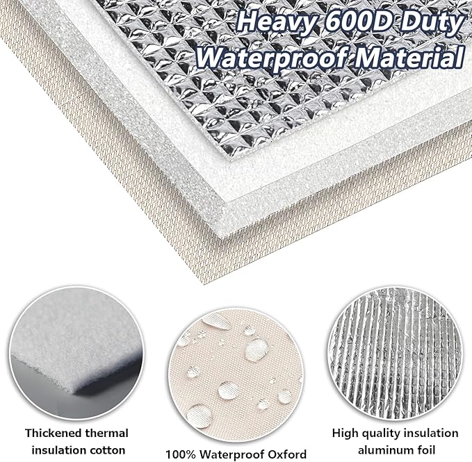 Outdoor 3-Layer HVAC Copper Pipe Insulation Cover,UV-Resistant 600D Oxford Cover for Outside AC Pipe Insulation,Weatherproof AC Line Sleeve Mini Split to Central Air,72" L×10.2" W,Beige