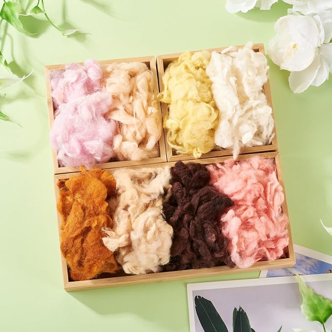 FASHEWELRY 1.4 OZ Nature Wool Roving Needle Felting Set - Image 2