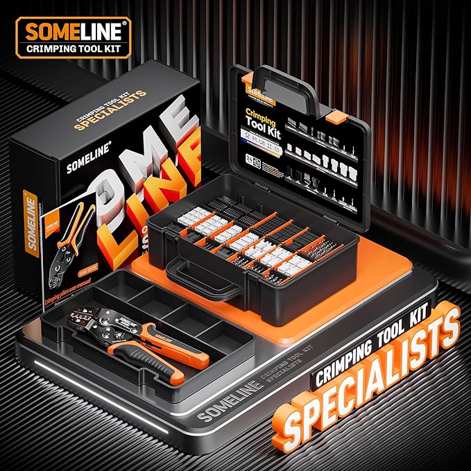 SOMELINE Crimp Tool Connector Kit, 24 Types, 32-20 AWG Crimper, JST-XH 2.5mm/Du Pont 2.54mm/KF2510 2.54mm Connector kit, Crimping Pliers for JST, Du pont, KF2510, Molex, AMP EI Series