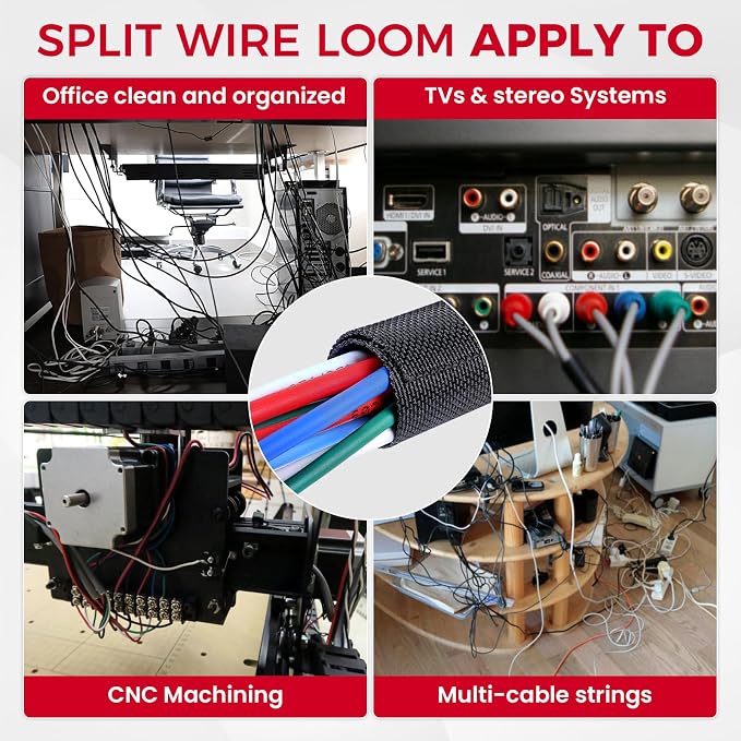 Automotive Wire Sheathing Split Wire Loom Braided Mesh Woven Cable Sleeve - Image 3