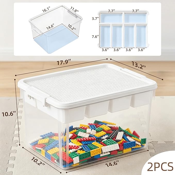 Citylife 32QT 2-Pack Clear Craft Storage Box Buildable Lid Removable Tray | - Image 3