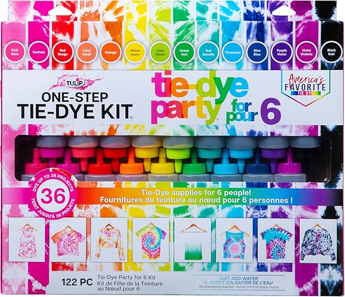 Tulip One Step Tie Dye Kit: Tie Dye Party Supplies, 18 bottles by Tulip