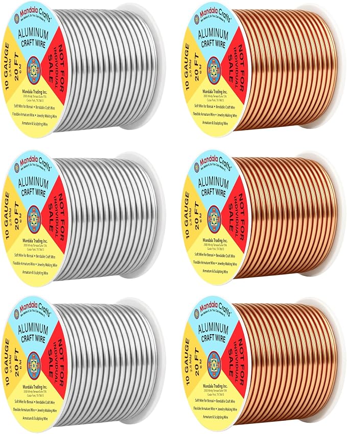 Mandala Crafts 10 GA Copper Silver Tone Combo Anodized Aluminum Craft Wire | by MandalaCrafts