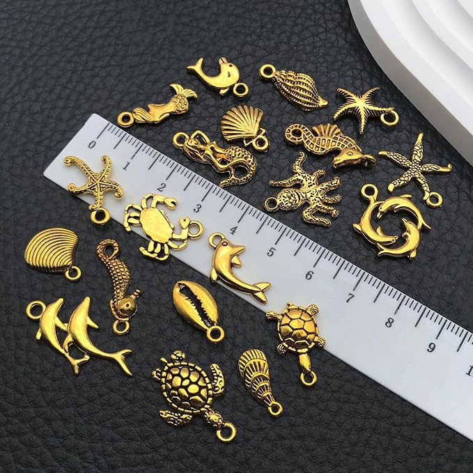 WOCRAFT 60pcs Antique Gold Ocean Bracelet Charms - Image 3