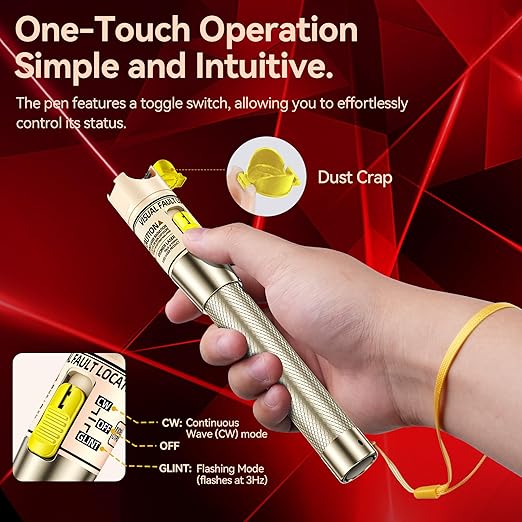VFL Visual Fault Locator 100mw Fiber Optic Cable Troubleshoot Kit 2.5 mm Universal Connector, with 1pc FC to LC Adapter for Telecommunications & CATV Maintenance