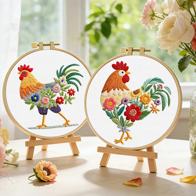 ERKOON Embroidery Kit for Beginners Adult, 2 Set Cross Stitch Set Include - Image 6