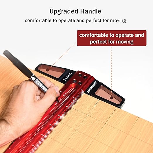TYDEEY 12, 24, 31, 39 in Ultra-Precision Woodworking Scriber T-Square Ruler 24 in Measuring and Layout Tool, T Type Wood Aluminum Square Rulers for Architect and Carpenter Work