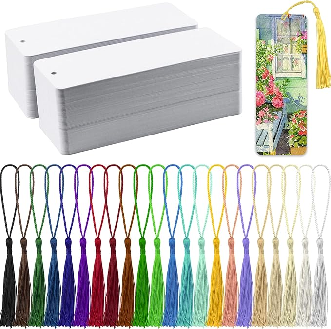 Bercoor 240 PCS White Blank Paper Bookmarks Decorate by Bercoor