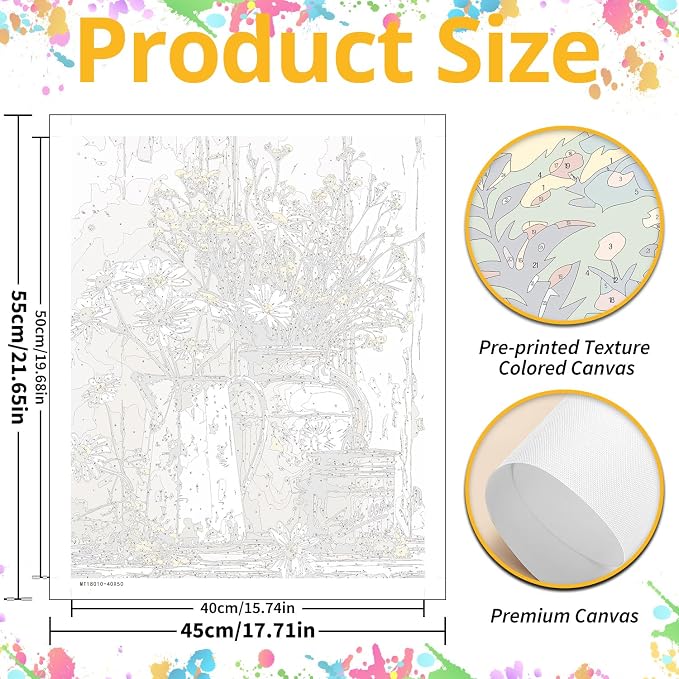 Flowers Paint by Numbers Kit for Adults, Daisy Paint by Numbers Kit for Adults - Image 3