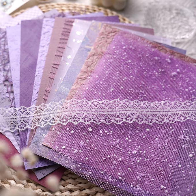 15Pcs Handmade Scrapbook Art Paper Craft Textured Colorful A5 sheet Mesh - Image 9