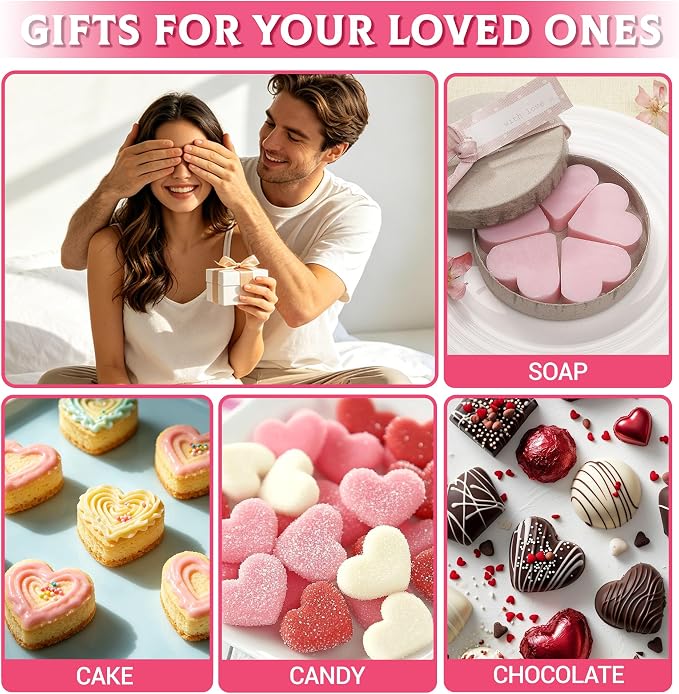 SJ Silicone Soap Molds 2 Packs, Heart Shape Soap Molds - Image 6