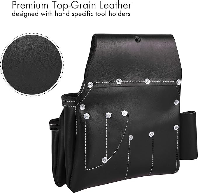 Heavy Duty 19 Pocket Leather Tool Belt Multipurpose Pockets Work Organizer Pouch Framing Fat Lip Tool Holder for Carpenter, Construction, Handyman, and Electrician Tool Belt Set