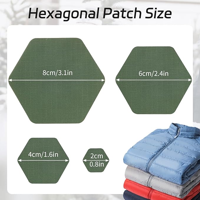 J.CARP 16PCS Nylon Repair Patches, Self Adhesive & Waterproof Patches, Nylon Repair Patches for Down Jacket, Clothing, Holes, Tents, Sleeping Bags, Umbrella, Etc(Green)