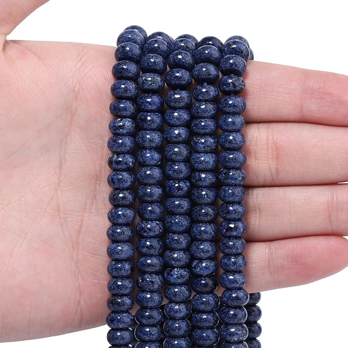 Songxi 5x8mm Natural Blue Sesame Jasper Stone Rondelle Beads, Gemstone by SongXi