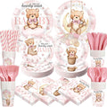 450 Pcs Pink Bear Baby Shower Tableware Set Decorations We Can Bearly Wait by Unknown