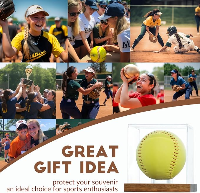 JupDec Softball Display Case Clear Acrylic Ball Holder, UV Protected Cube - Image 6
