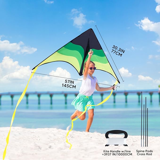 SYNCFUN Large Delta Kite Gradient Green– Easy to Fly - Image 4
