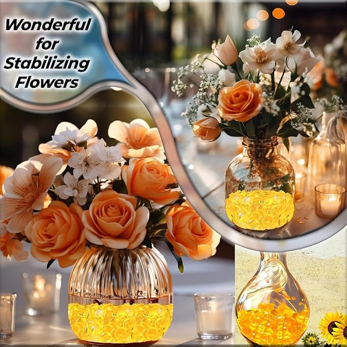 ARSUK Flat Glass Marbles Yellow – 1 lb Decorative Glass Pebbles, Smooth - Image 4