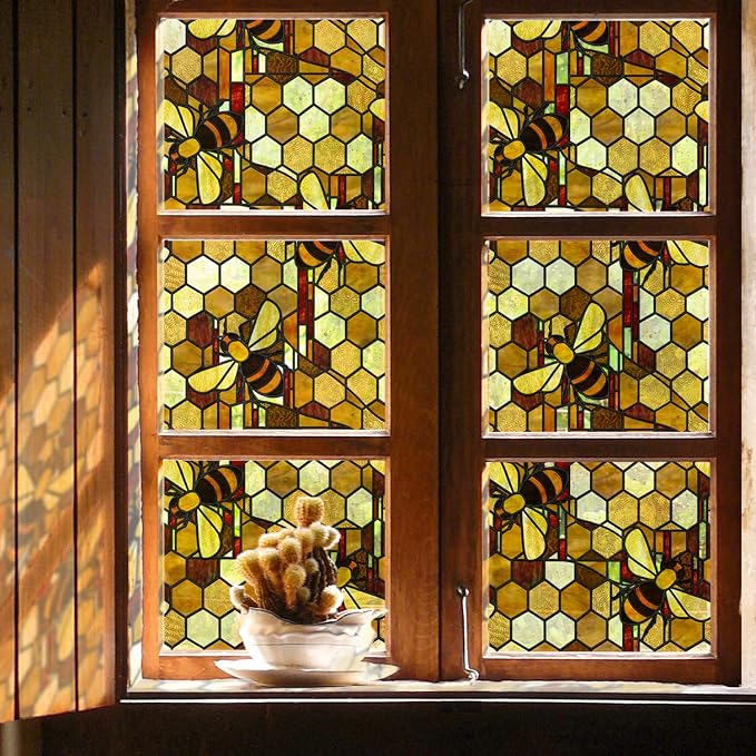 funlife Original Hand-Drawn Faux Stained Glass Window Film, Double-Sided Static - Image 5