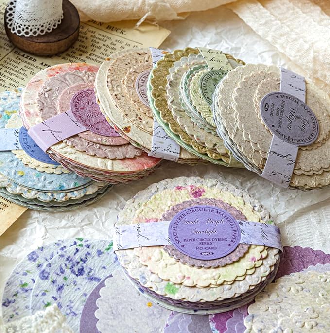 300Pcs Scrapbook Supplies Kit, Round Edge Colorful Textured Embossed Rice by K+Kattone