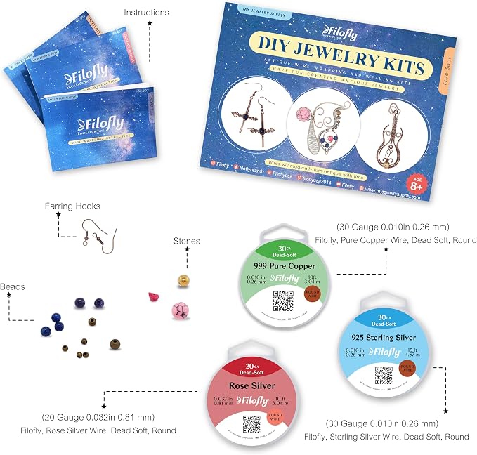 Filofly DIY Jewelry Kit 003 Free Soul, Make Your Own Wire Wrapping and Weaving - Image 3