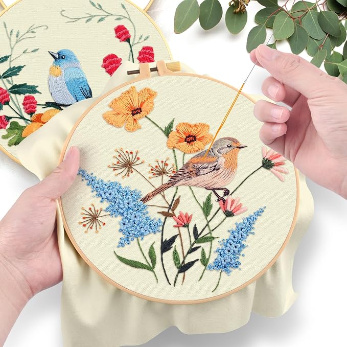 ERKOON 5 Sets Embroidery Kit for Beginners, Hummingbird Cross Stitch Set for - Image 5