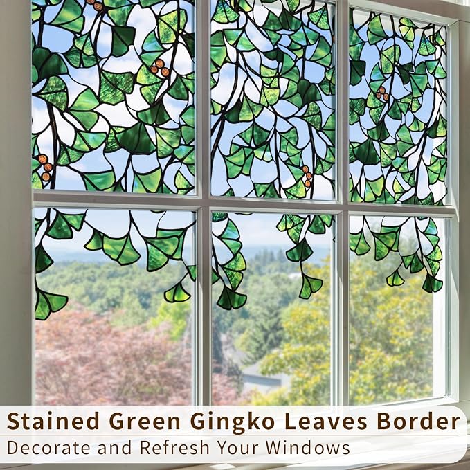 Original Hand Drawn Stained Glass Window Cling Haing Plants，Double Sided - Image 3