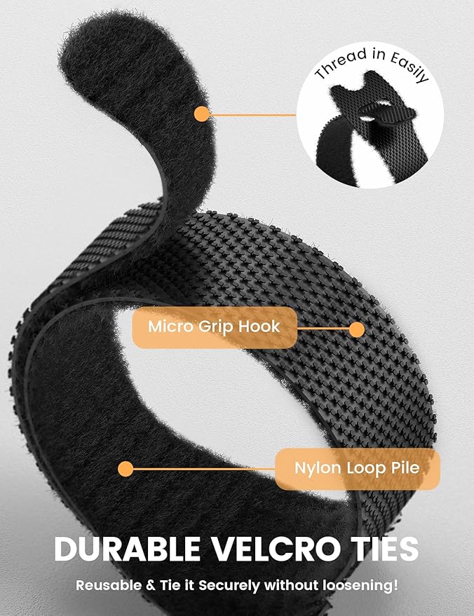 Lamicall 100Pack Reusable Cable Ties, 6 Inches Durable Cord Organizer Nylon - Image 3