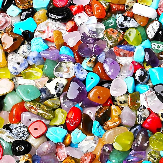 200pcs Natural Chip Stone Beads Gemstone Healing Crystal Loose Rocks Bead | by Shemboli