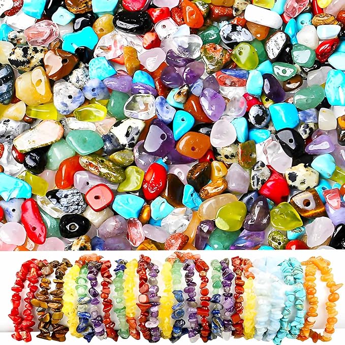 200pcs Natural Chip Stone Beads Gemstone Healing Crystal Loose Rocks Bead | - Image 2