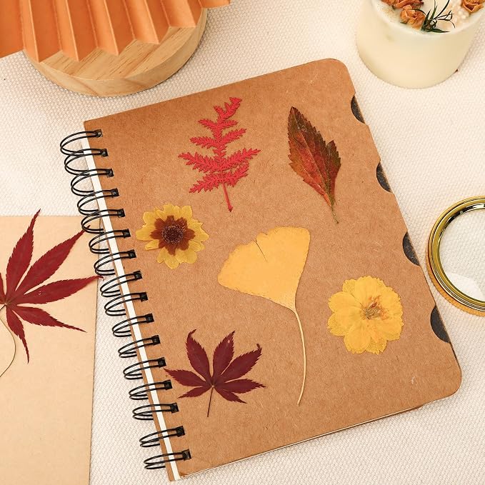 Augshy Fall Dried Pressed Flowers Orange Pressed Fall Leaves - Image 5