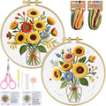 ERKOON Embroidery Kit for Beginners Adult, 2 Set Flower Cross Stitch Set by ERKOON