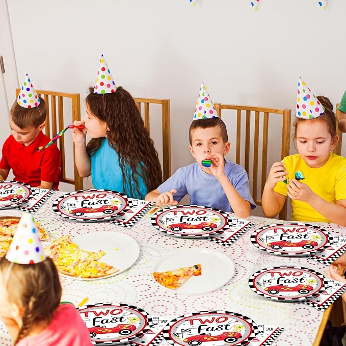48Pcs Two Fast Plates and Napkins Two Years Old Birthday Party Decorations set - Image 6