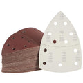 S SATC 50 PCS Mouse Sander Sandpaper 11 Holes 180 Grit Detail Sander Sandpaper Palm Sander Paper Hook and Loop Sander Pads Triangular Sanding Sheets