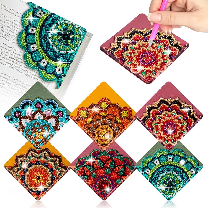 WIVICO 6Pcs Diamond Painting Bookmarks, Diamond Pearl Art Kits by WIVICO